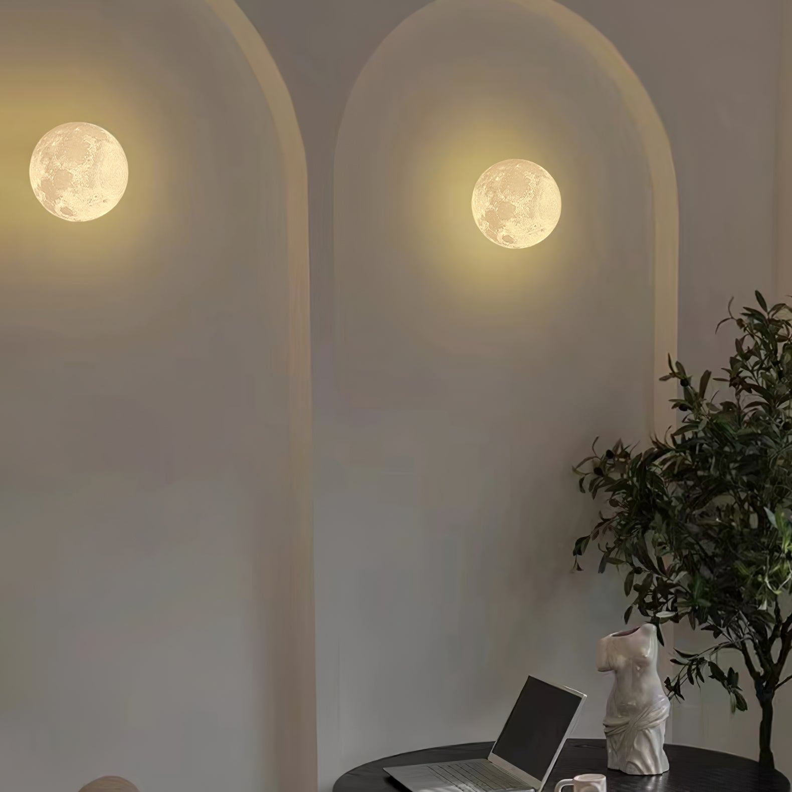 Olsolan Applique Murale 3D en Plastique Art Nordique Lune - Neutralighting