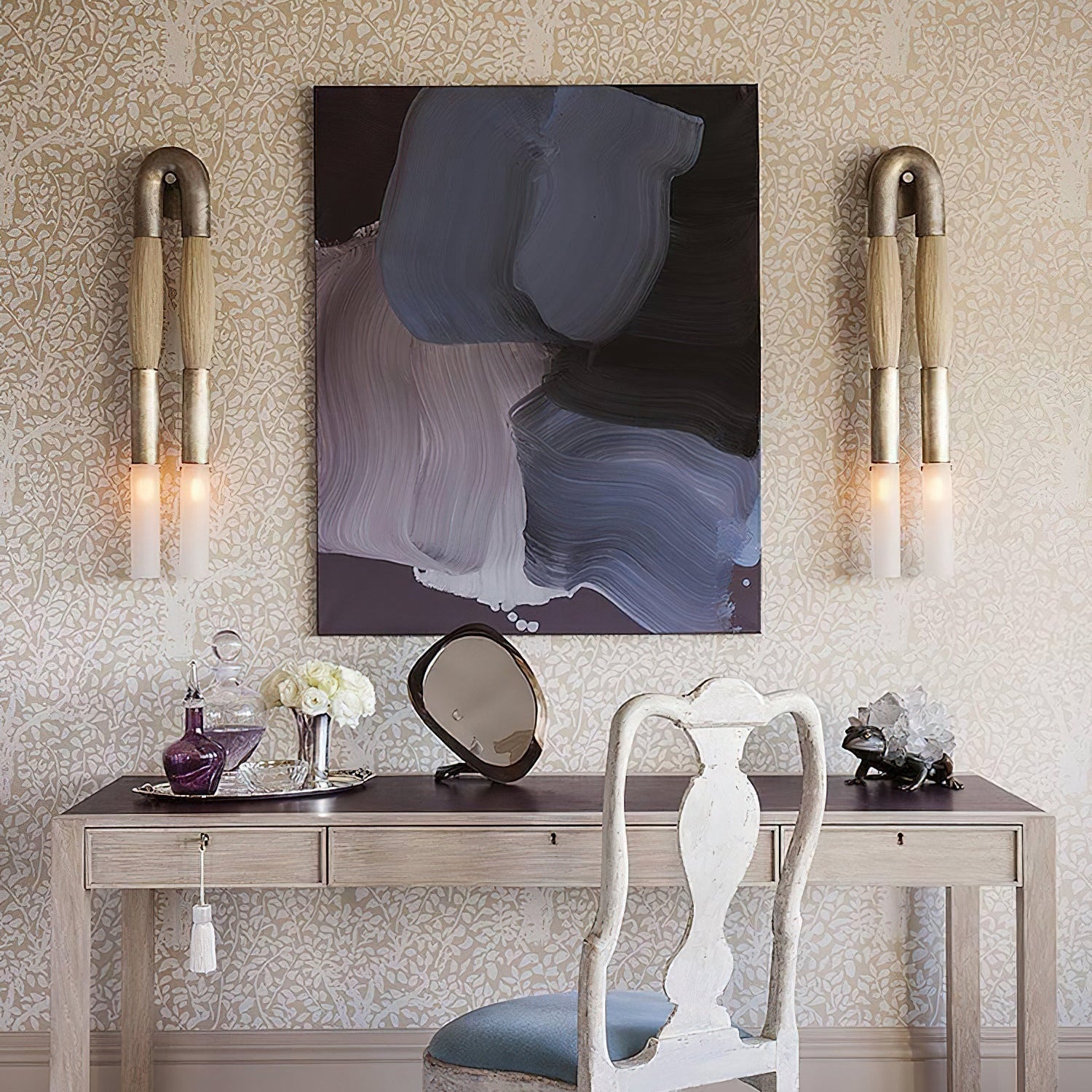 Lustra Wall Lamp Horsehair Glass Brass - Letslighting