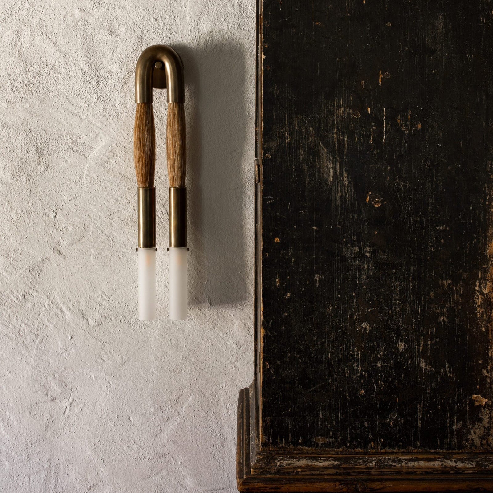 Lustra Wall Lamp Horsehair Glass Brass - Letslighting