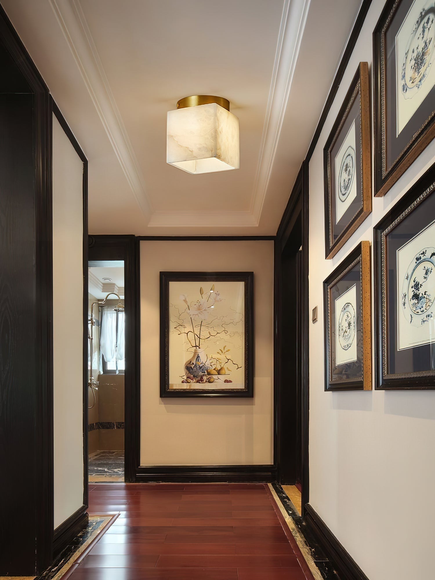 Usilia Modern Minimalist Brass Alabaster Ceiling Light - Letslighting