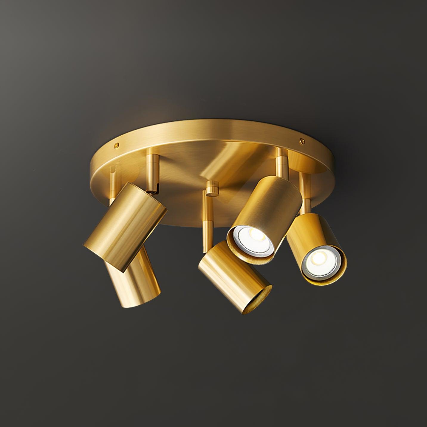 Solara Ceiling Lamp Brass Cylinder Adjustable Contemporary - Letslighting
