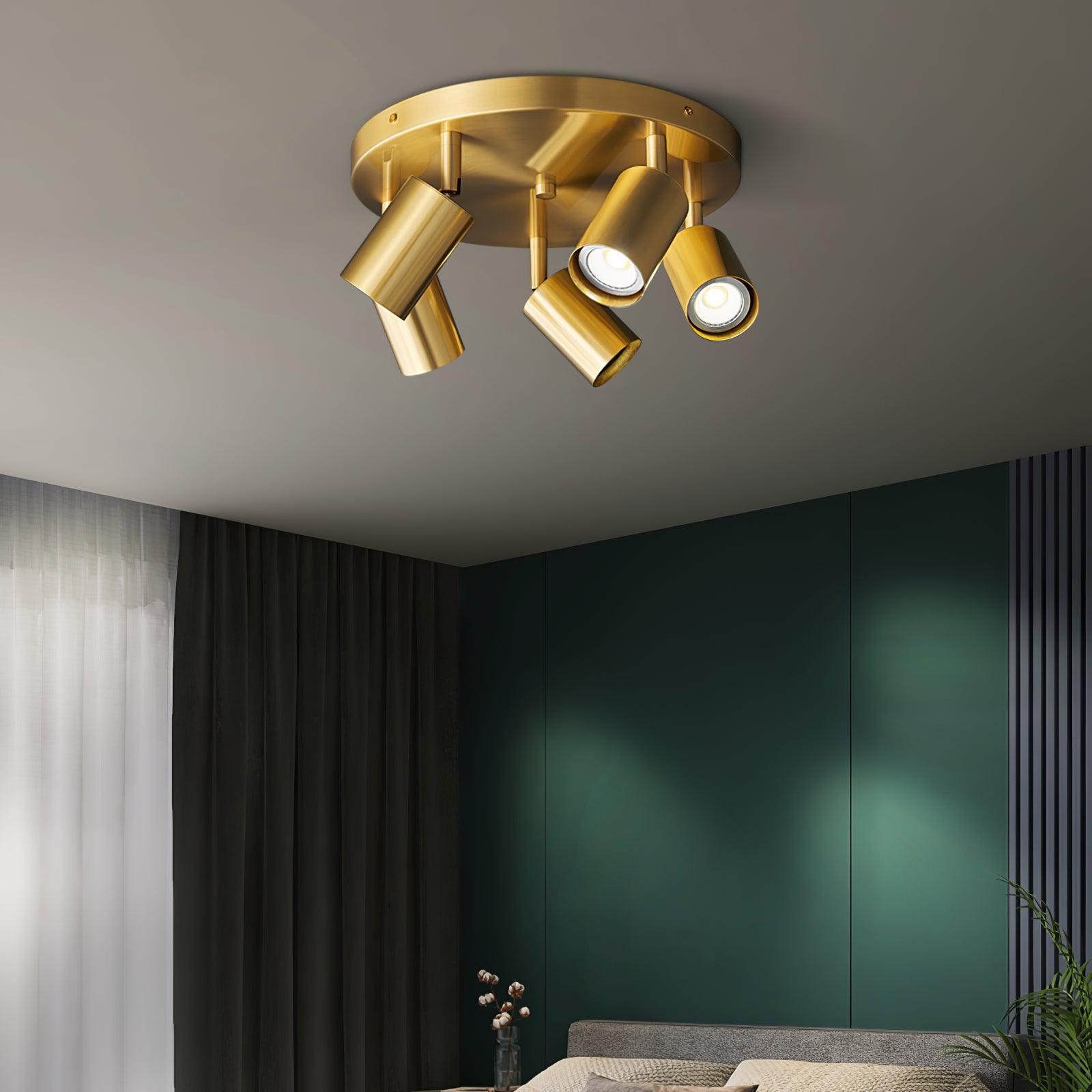 Solara Ceiling Lamp Brass Cylinder Adjustable Contemporary - Letslighting