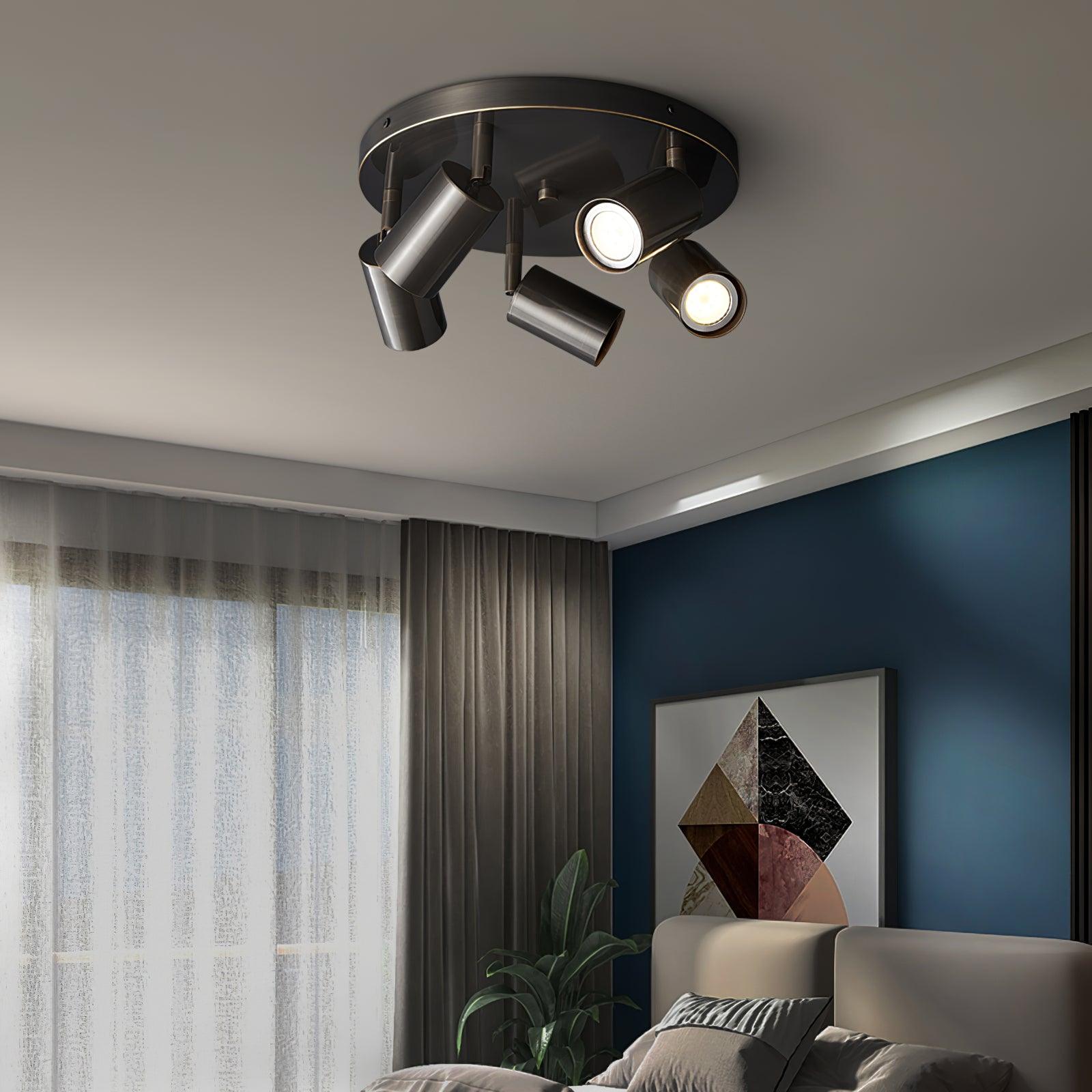Solara Ceiling Lamp Brass Cylinder Adjustable Contemporary - Letslighting