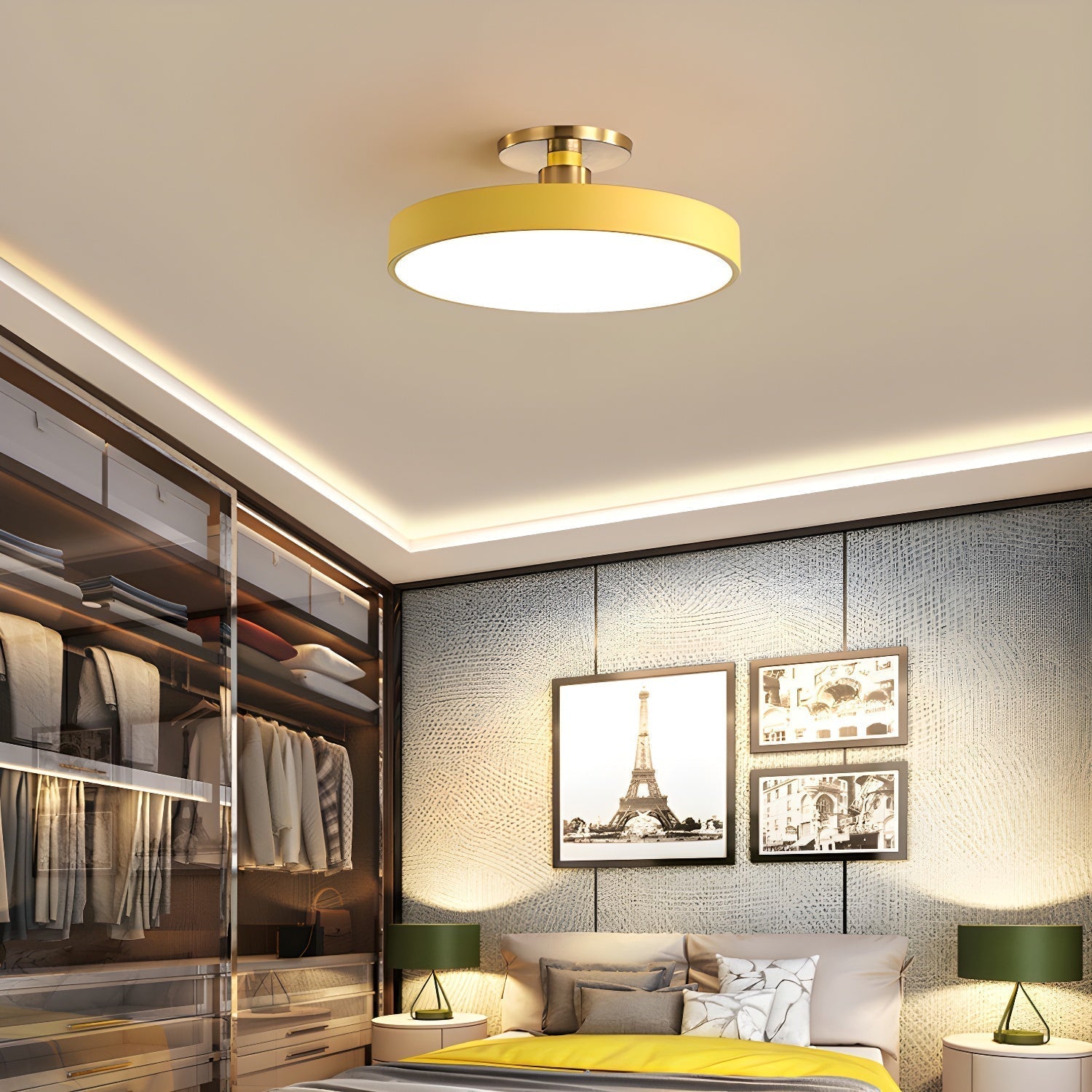 Solara Ceiling Lamp Flush Mount Black and Gold Modern - Letslighting