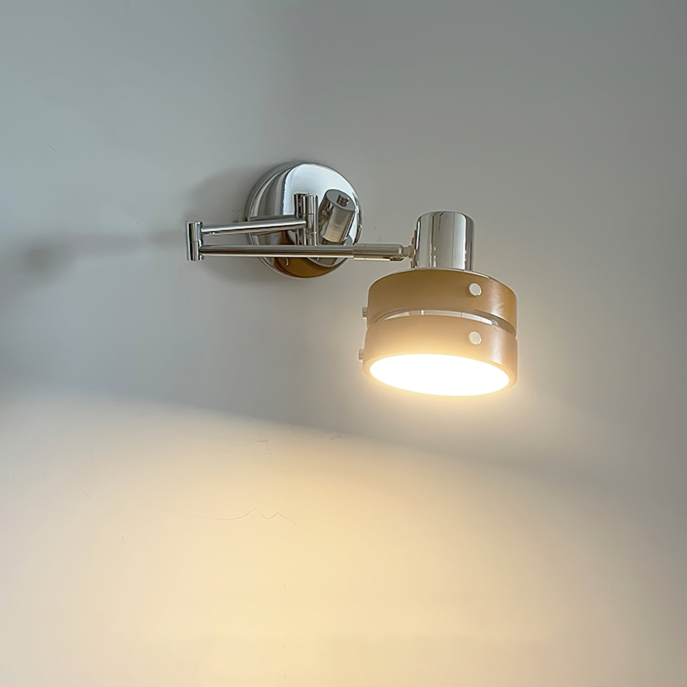 Wall Lamp Metal & Wood Barrel Shade Adjustable Mid-Century - Neutralighting