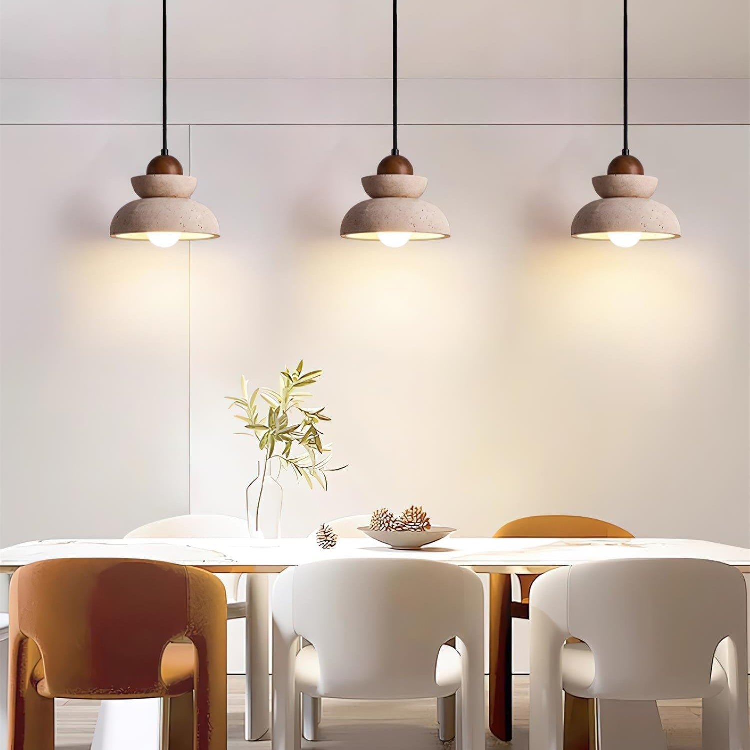 Pendant Lamp Travertine Shade Wood Modern Nordic Beige Walnut - Letslighting