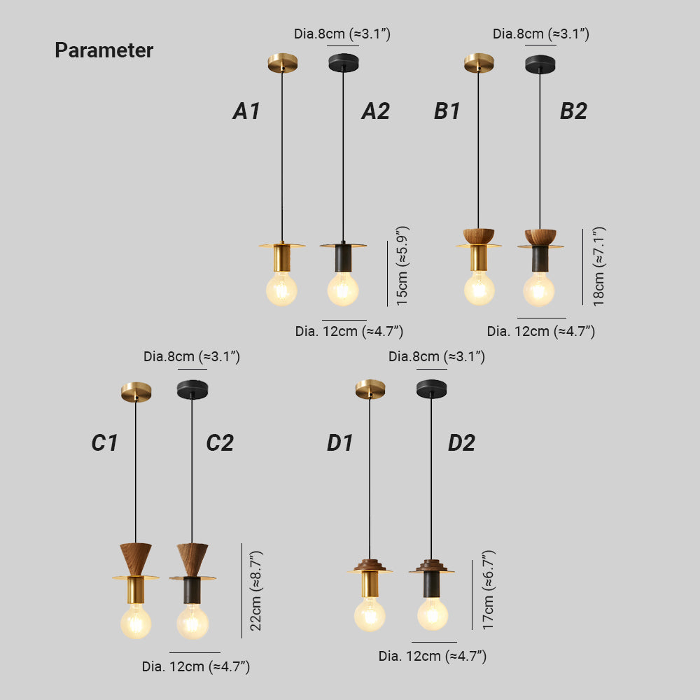 Valentina Modern Simple Pendant Light Copper Walnut Bedroom Dining Room