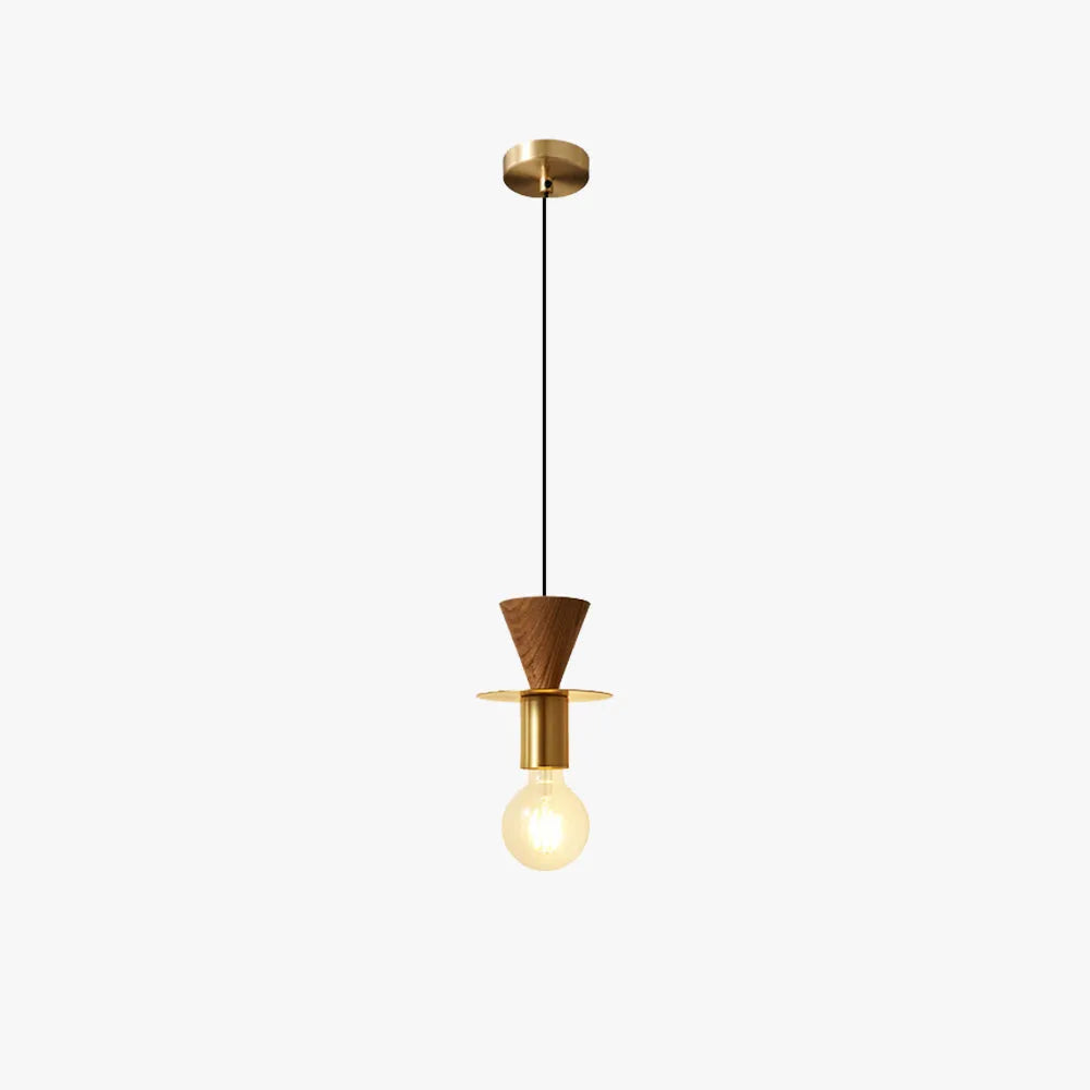 Valentina Modern Simple Pendant Light Copper Walnut Bedroom Dining Room