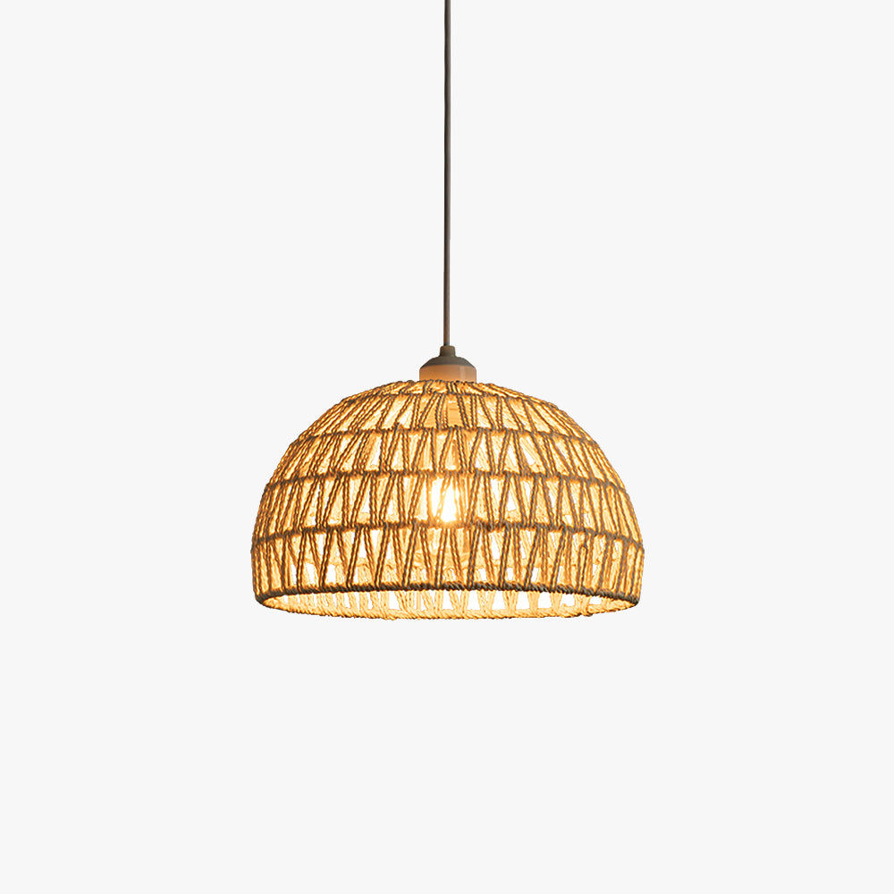 Ritta Boho Retro LED Pendant Light Wood Rattan Bedroom/Restaurant
