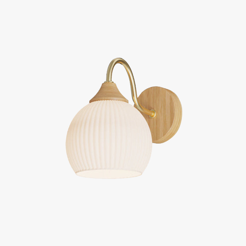Muto Nordic Minimalist Indoor Wall Lamp Glass Wood Bedroom Balcony