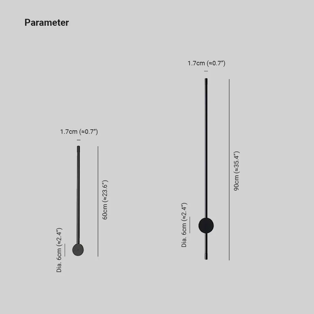 Ray Minimalist Rotatable Linear Outdoor Wall Lamp, Black