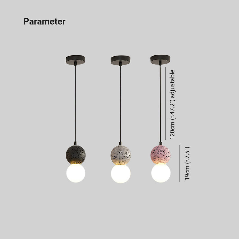 Valentina Single Globe Colorful Pendant Light, Dolomite, LED