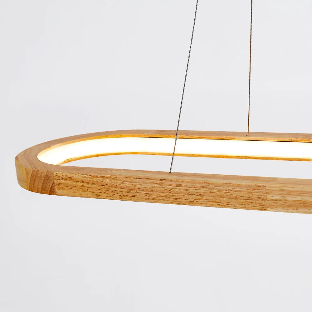 Muto Contemporary Oval Wooden Pendant Light