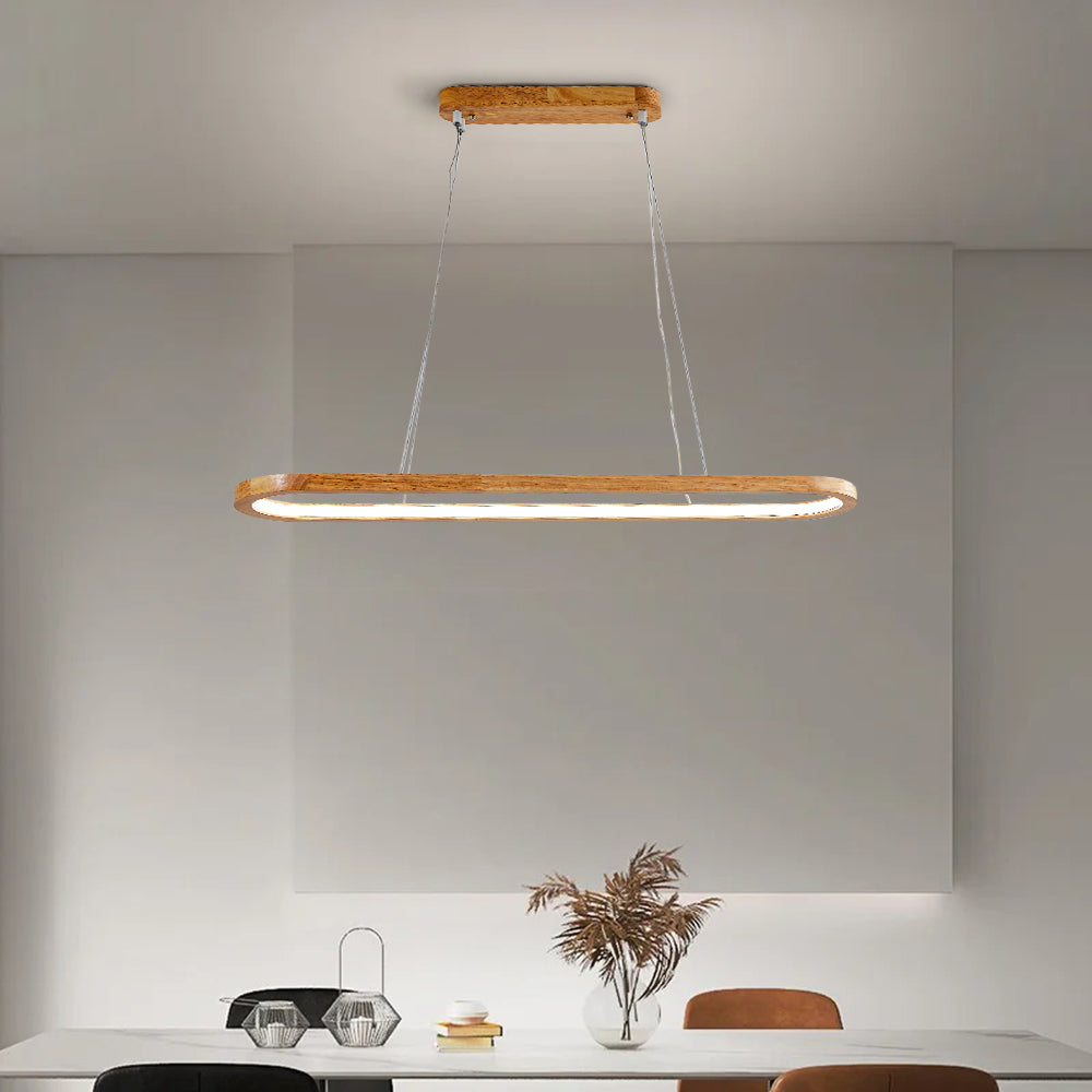 Muto Contemporary Oval Wooden Pendant Light
