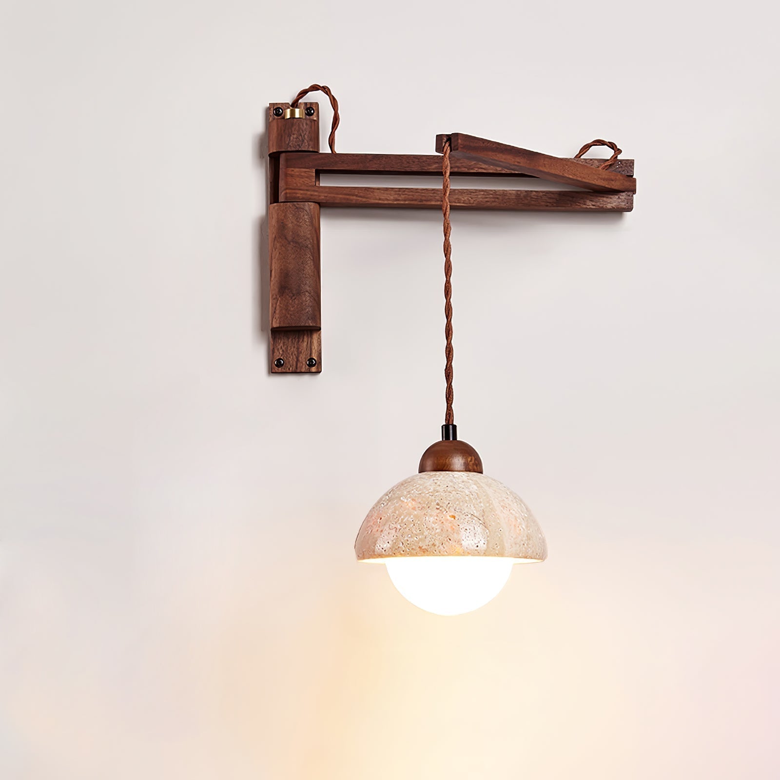 Fossil Travertine Swing Arm Wall Lamp Plug-in - Letslighting