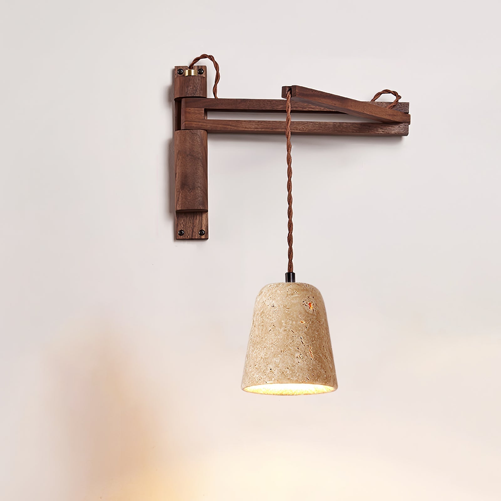 Fossil Travertine Swing Arm Wall Lamp Plug-in - Letslighting