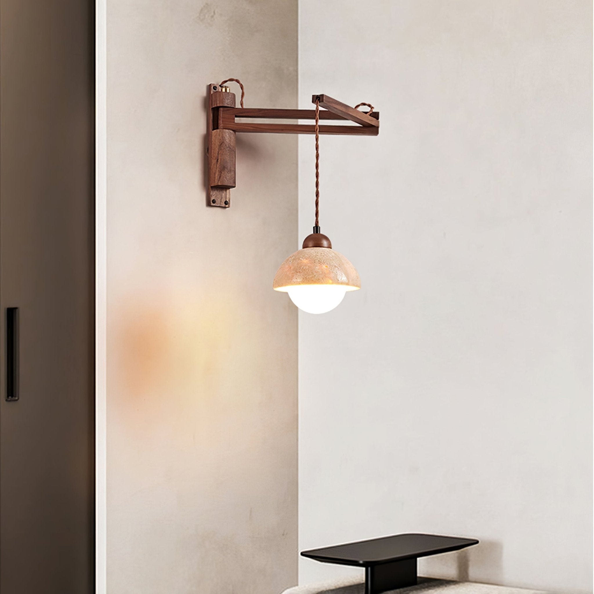 Fossil Travertine Swing Arm Wall Lamp Plug-in - Letslighting
