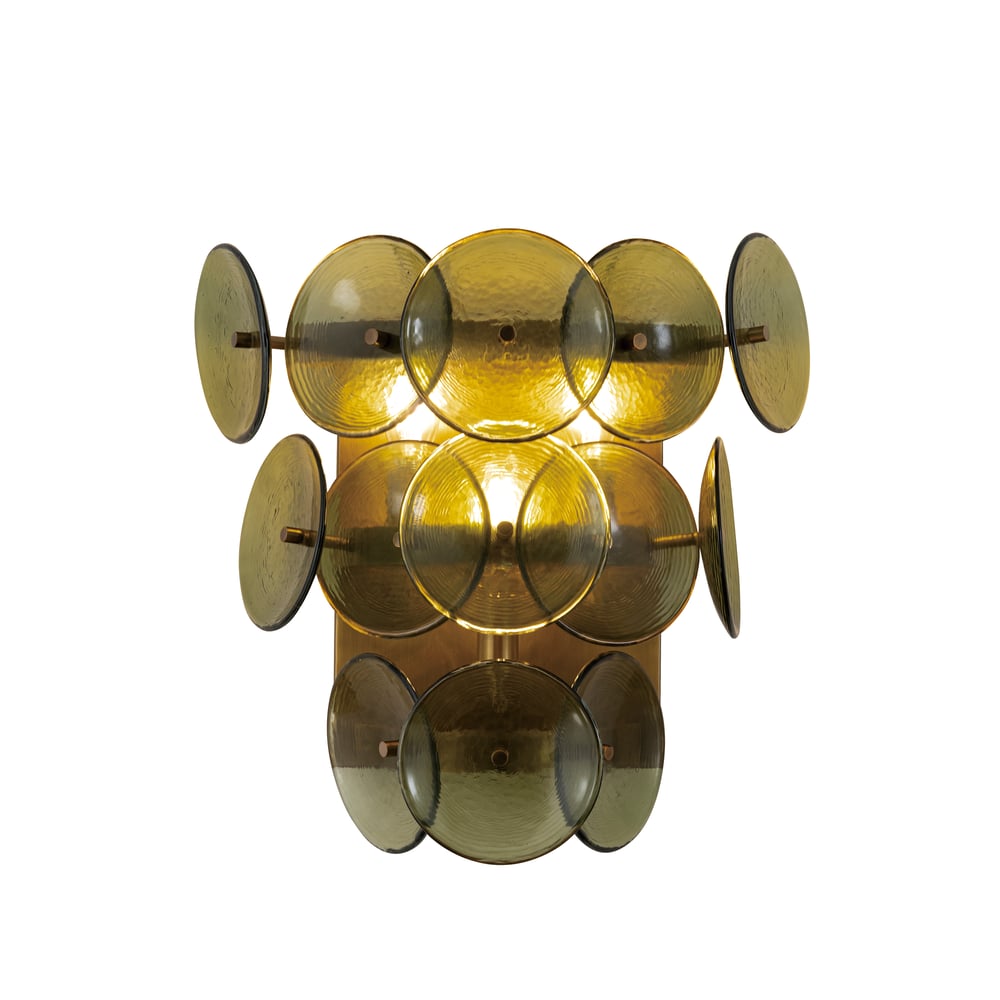 Aurora Wall Sconce Pressed Glass Disc Vintage Amber - Neutralighting
