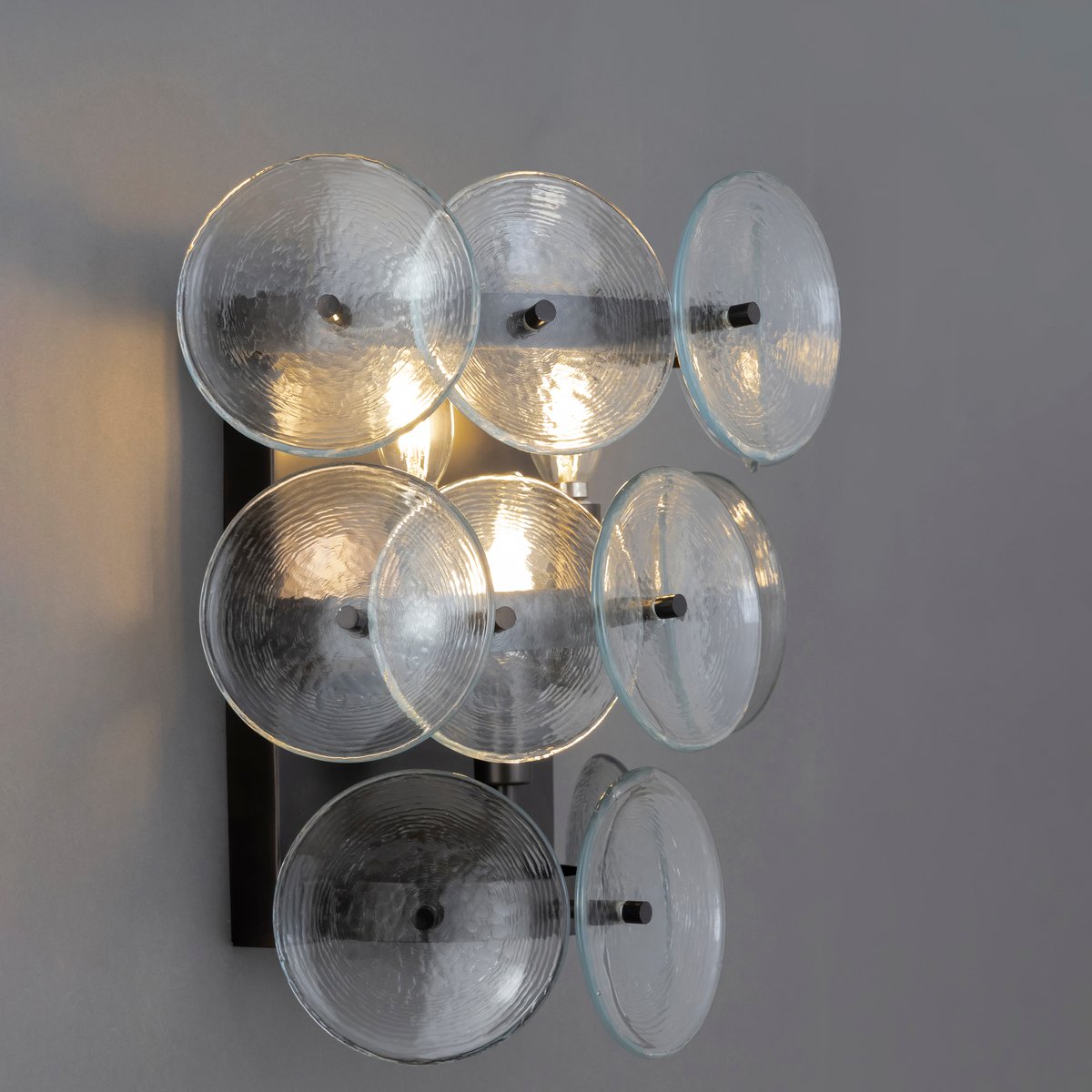 Aurora Wall Sconce Pressed Glass Disc Vintage Amber - Neutralighting