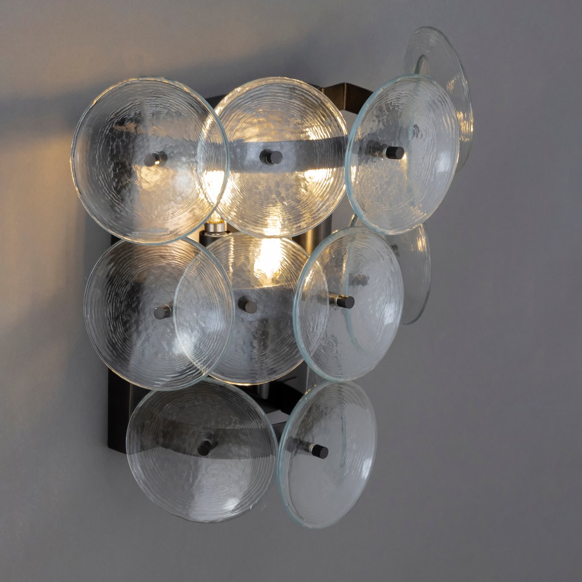Aurora Wall Sconce Pressed Glass Disc Vintage Amber - Neutralighting