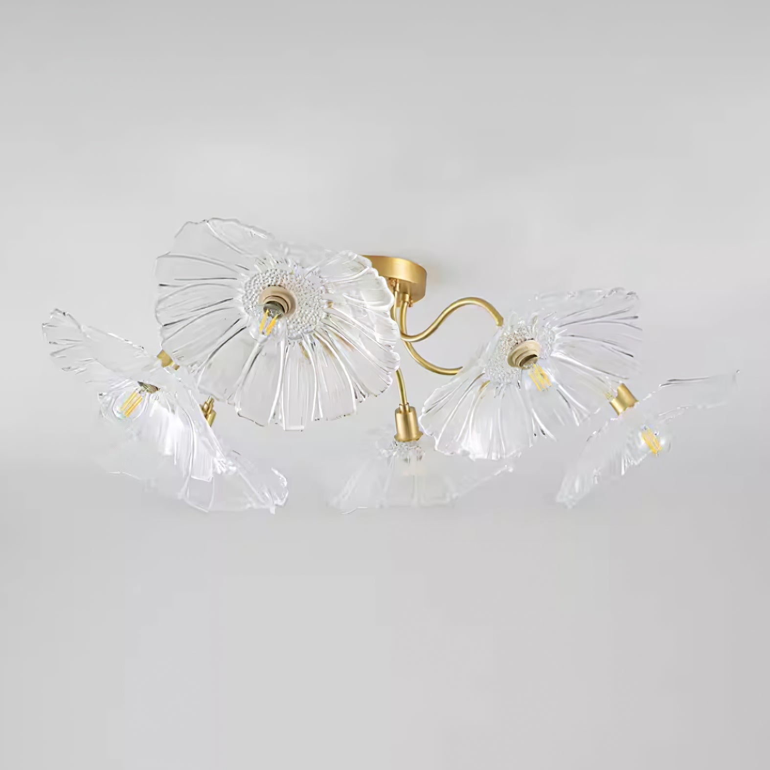 Solara Plafonnier en Verre Feuille avec Laiton Élégant - Neutralighting