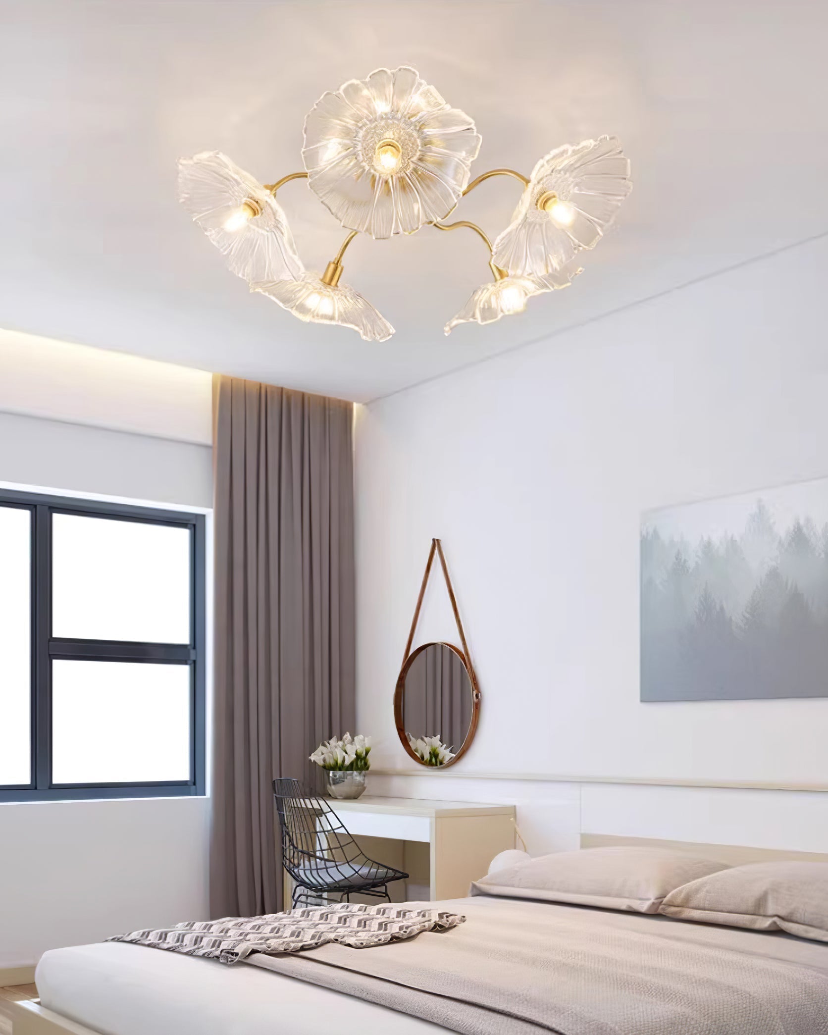 Solara Plafonnier en Verre Feuille avec Laiton Élégant - Neutralighting