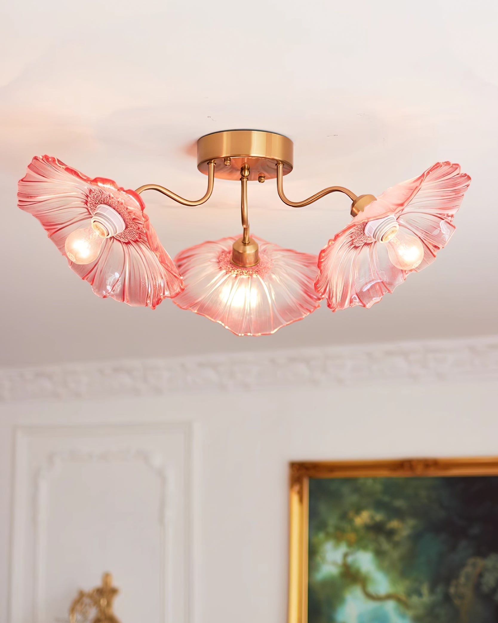 Solara Plafonnier en Verre Feuille avec Laiton Élégant - Neutralighting