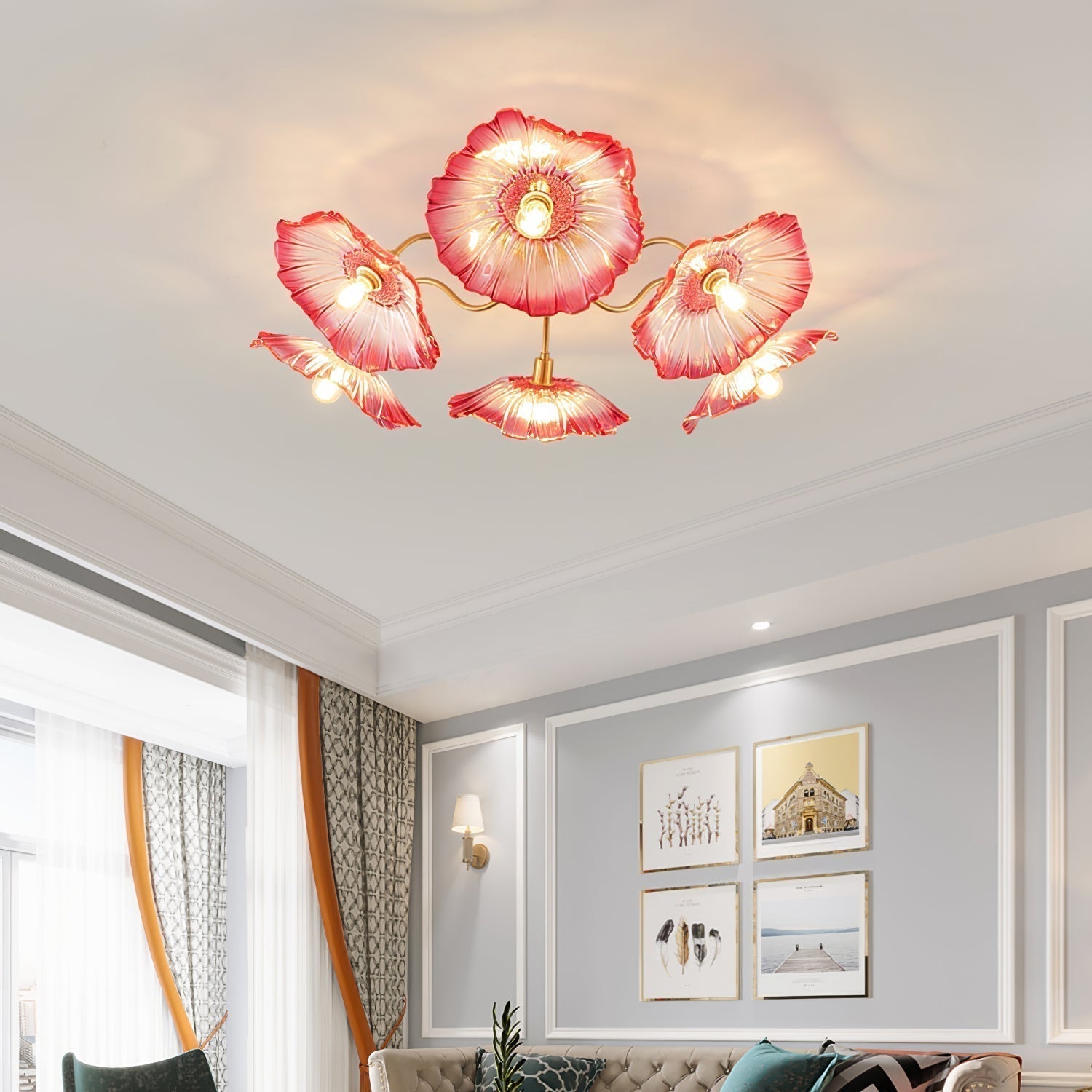 Solara Plafonnier en Verre Feuille avec Laiton Élégant - Neutralighting
