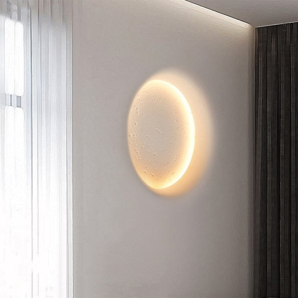 Aria Decorative Moon Metal/Gypsum Wall Lamp, White
