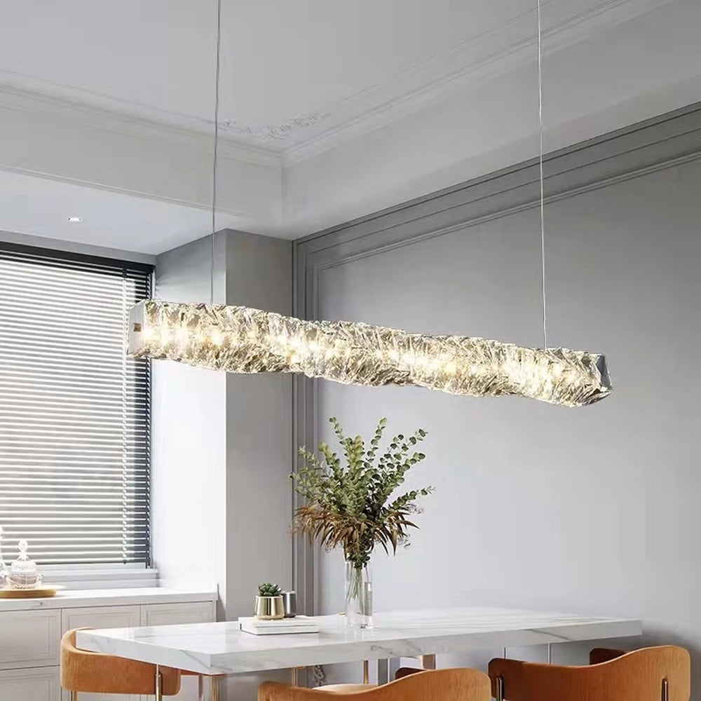 Kristy Crystal Sliver and Gold Pendant Light, Stainless Steel