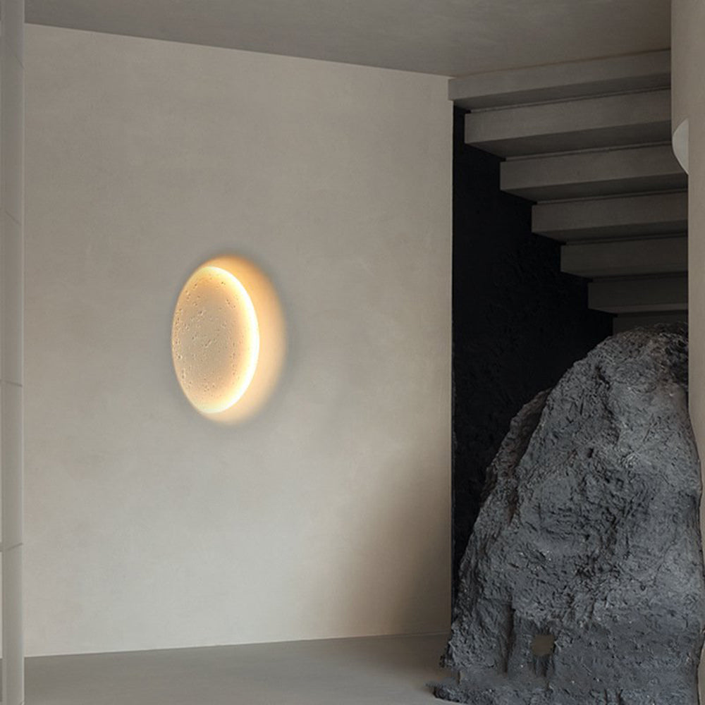 Aria Decorative Moon Metal/Gypsum Wall Lamp, White