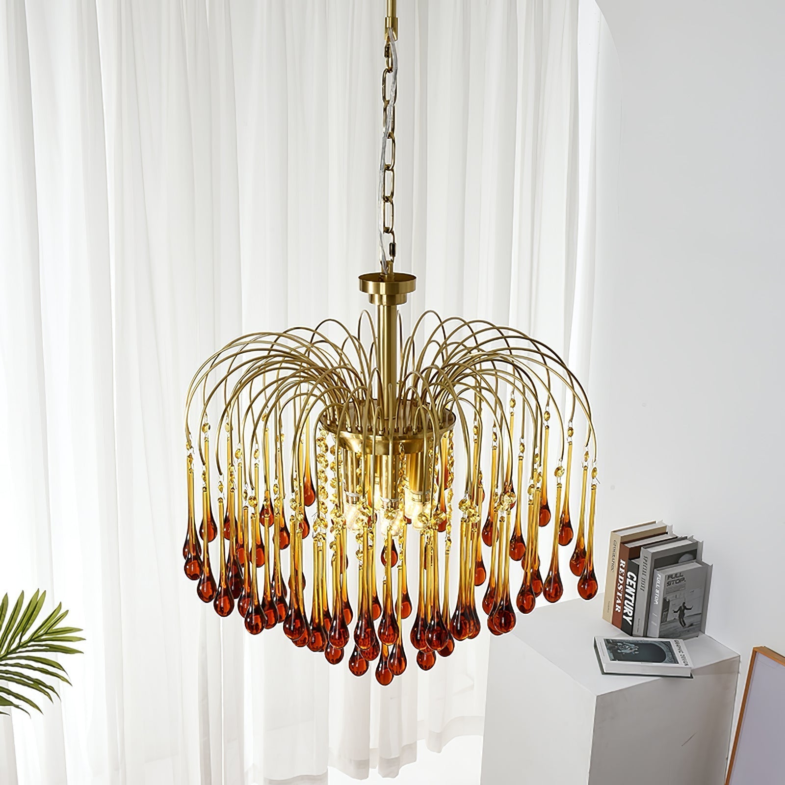 Lustra Chandelier Golden Arms and Crystal - Letslighting