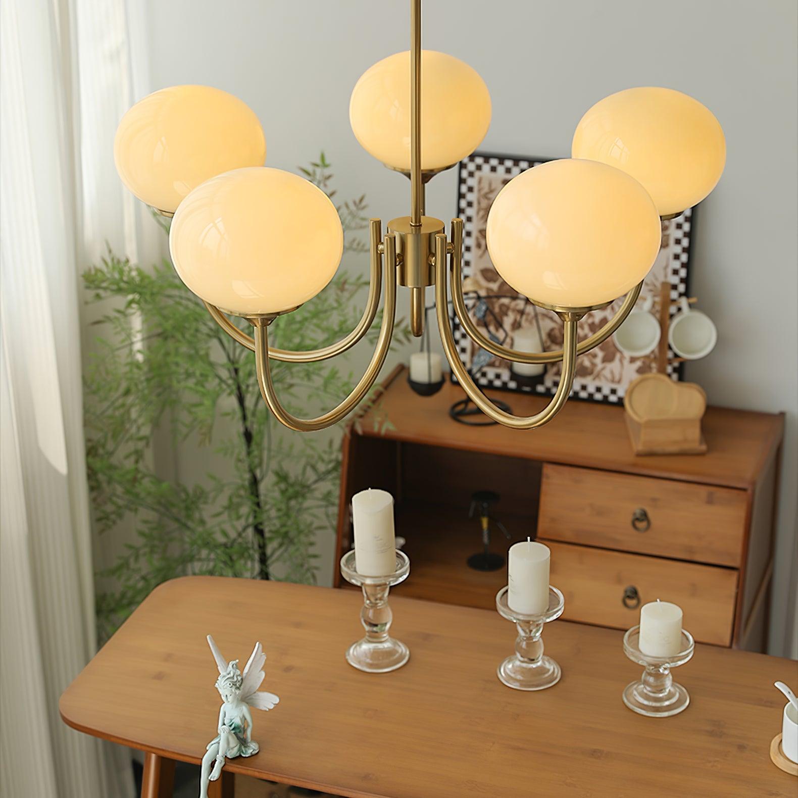 Lustra Chandelier Pink Glass Globe Gold - Letslighting