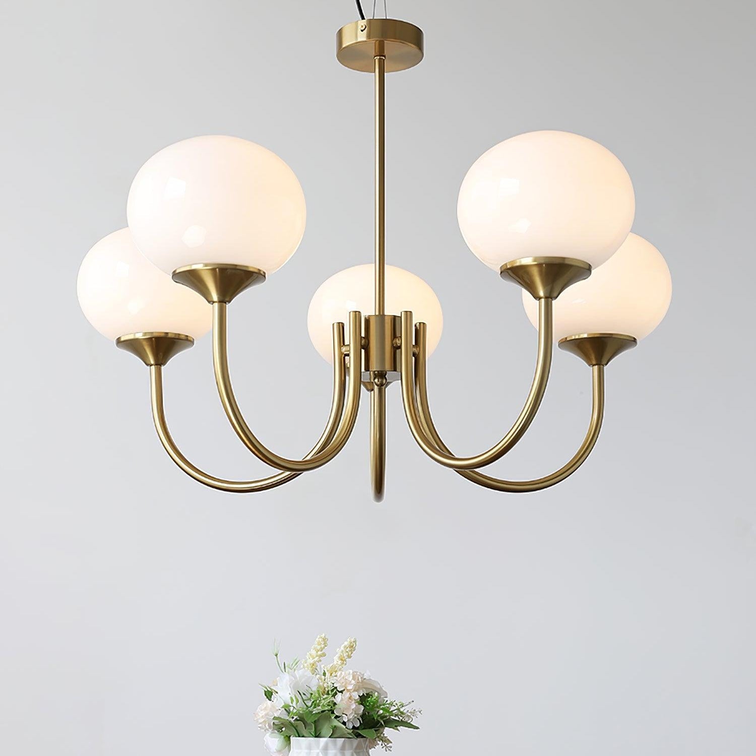 Lustra Chandelier Pink Glass Globe Gold - Letslighting