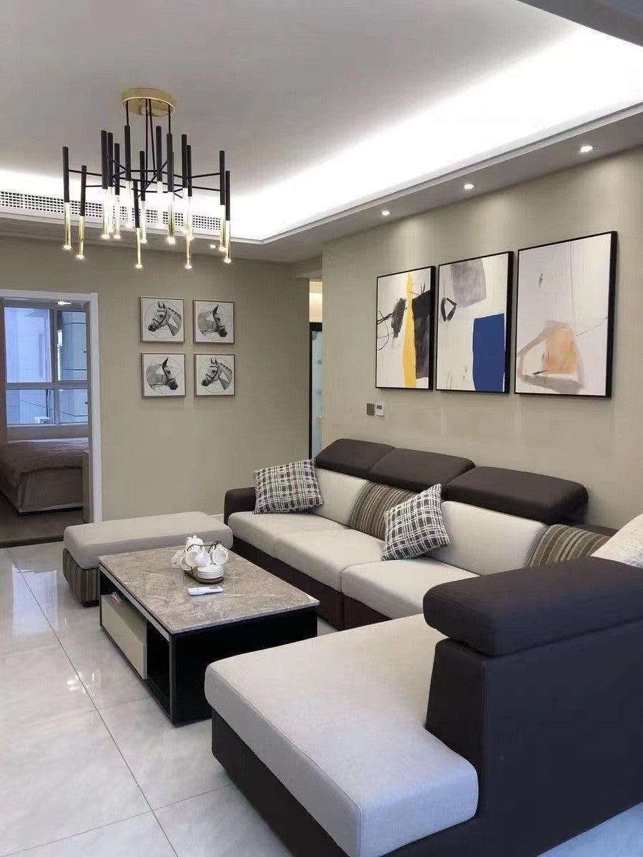 Solara Chandelier Modern Rods Black Gold - Letslighting