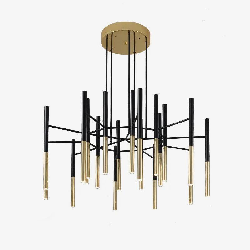 Solara Chandelier Modern Rods Black Gold - Letslighting