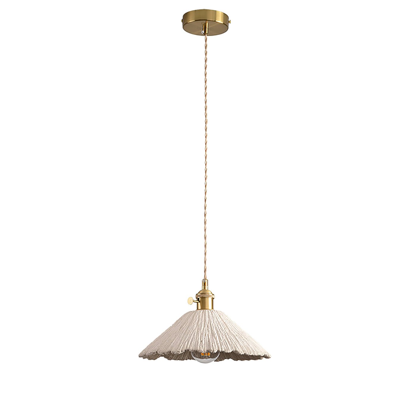 Microcement Pendant Lamp Adjustable Fabric Shade - Letslighting