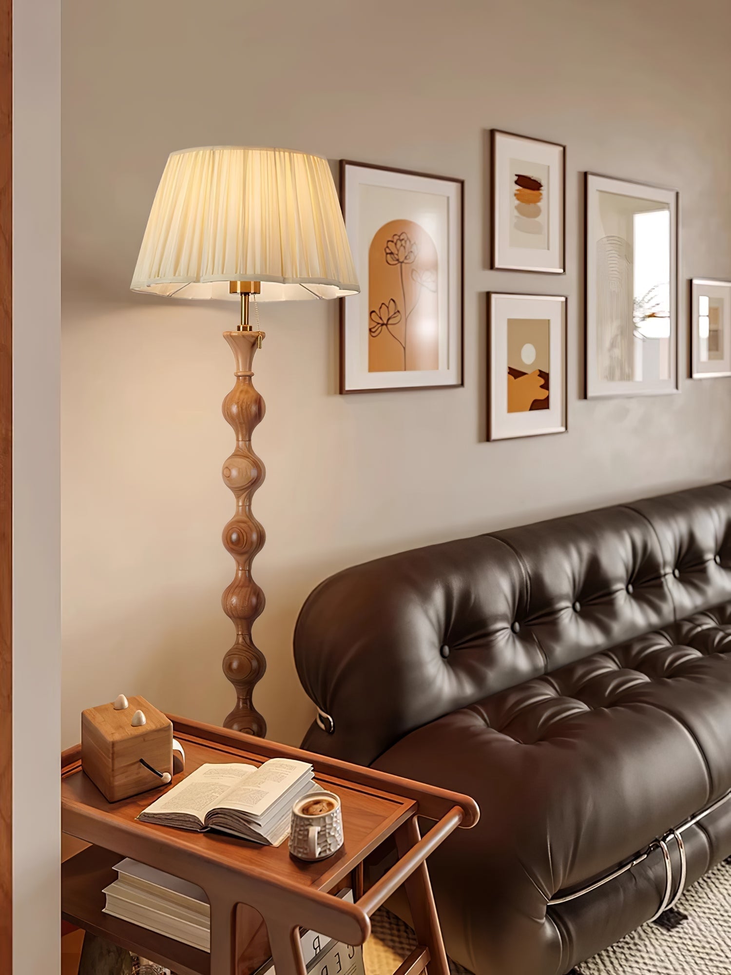 Celon Wood Fabric Vintage Floor Lamp - Letslighting