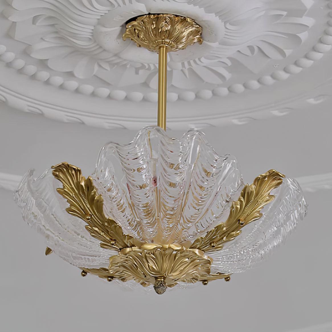 Pendant Lamp Pink Murano Shell with Brass Baroque - Neutralighting