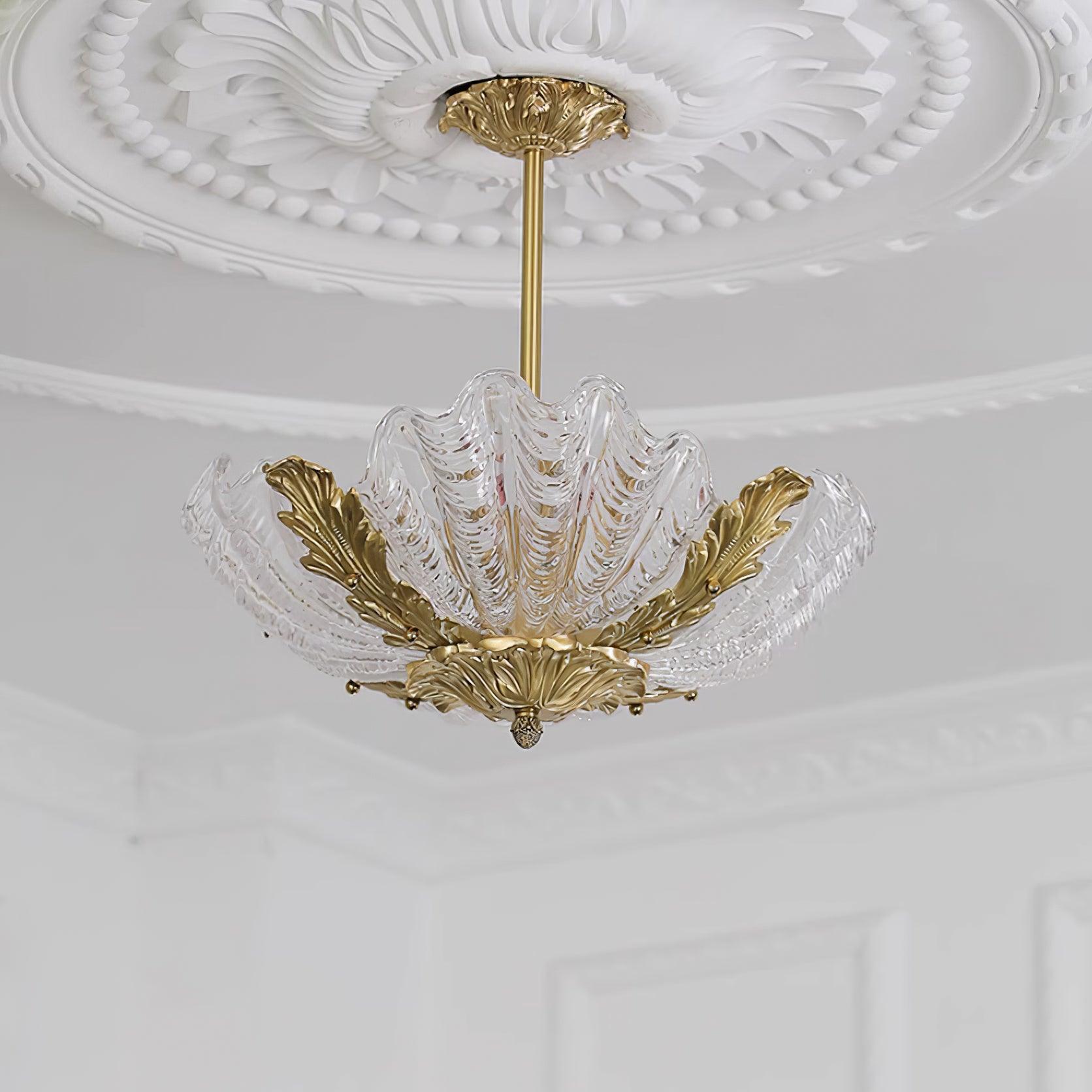 Pendant Lamp Pink Murano Shell with Brass Baroque - Neutralighting