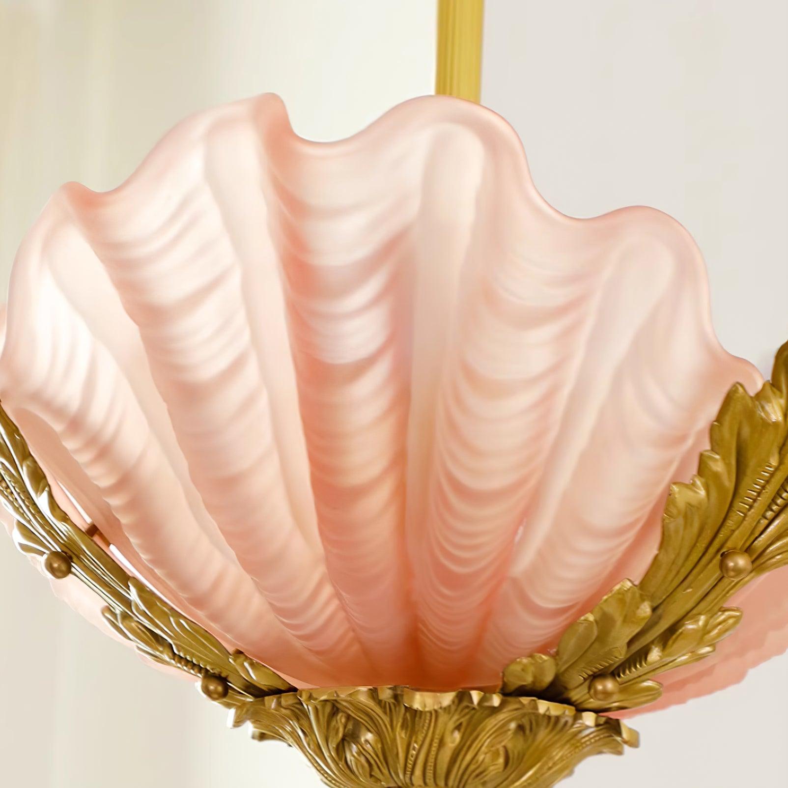 Pendant Lamp Pink Murano Shell with Brass Baroque - Neutralighting