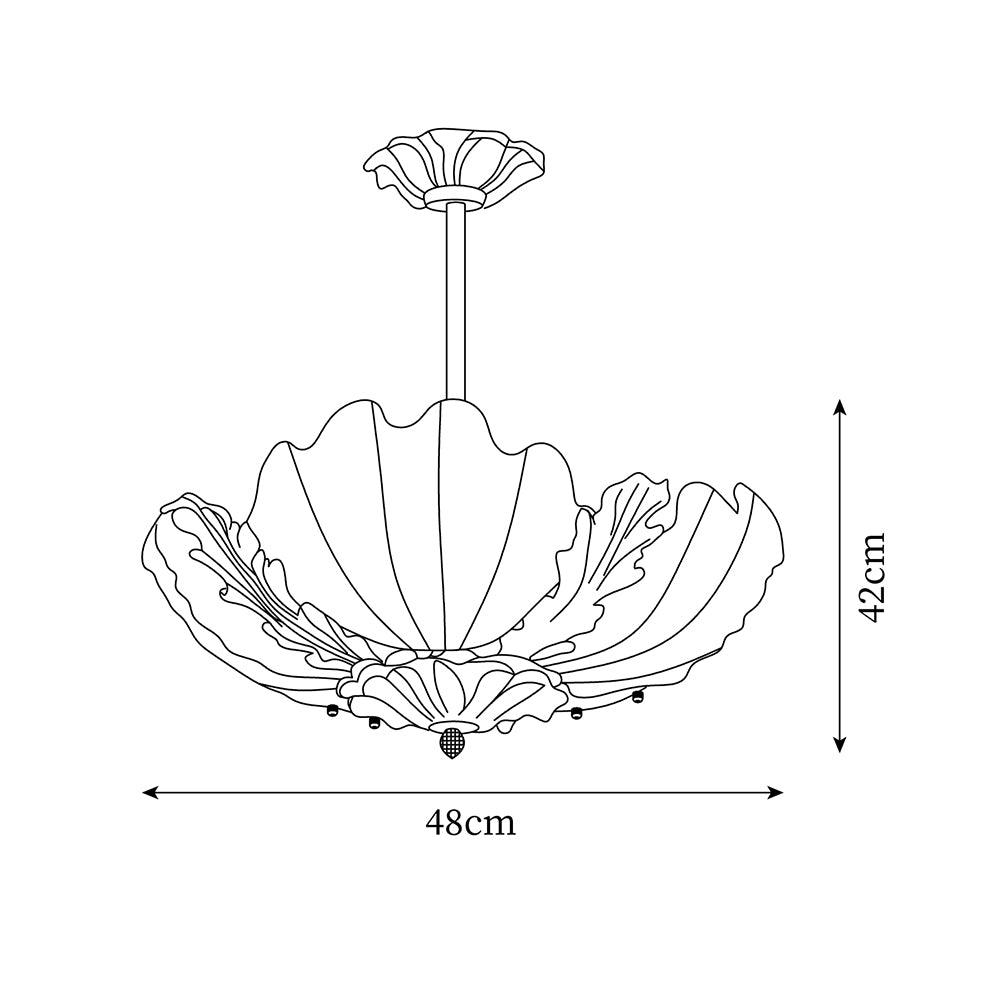 Pendant Lamp Pink Murano Shell with Brass Baroque - Neutralighting