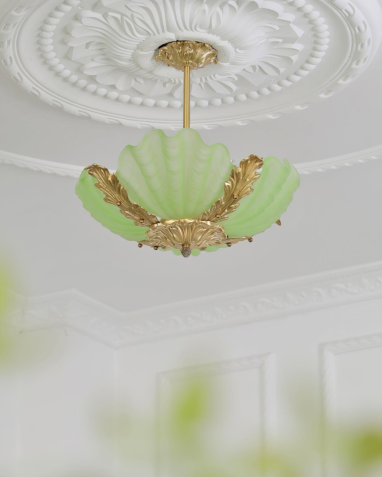 Pendant Lamp Pink Murano Shell with Brass Baroque - Neutralighting