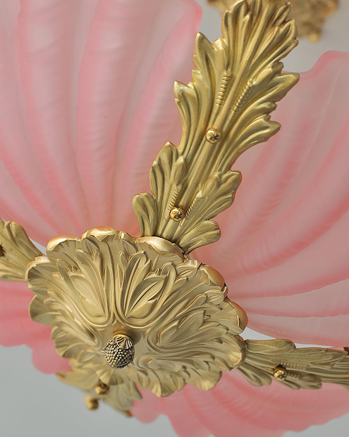 Pendant Lamp Pink Murano Shell with Brass Baroque - Neutralighting