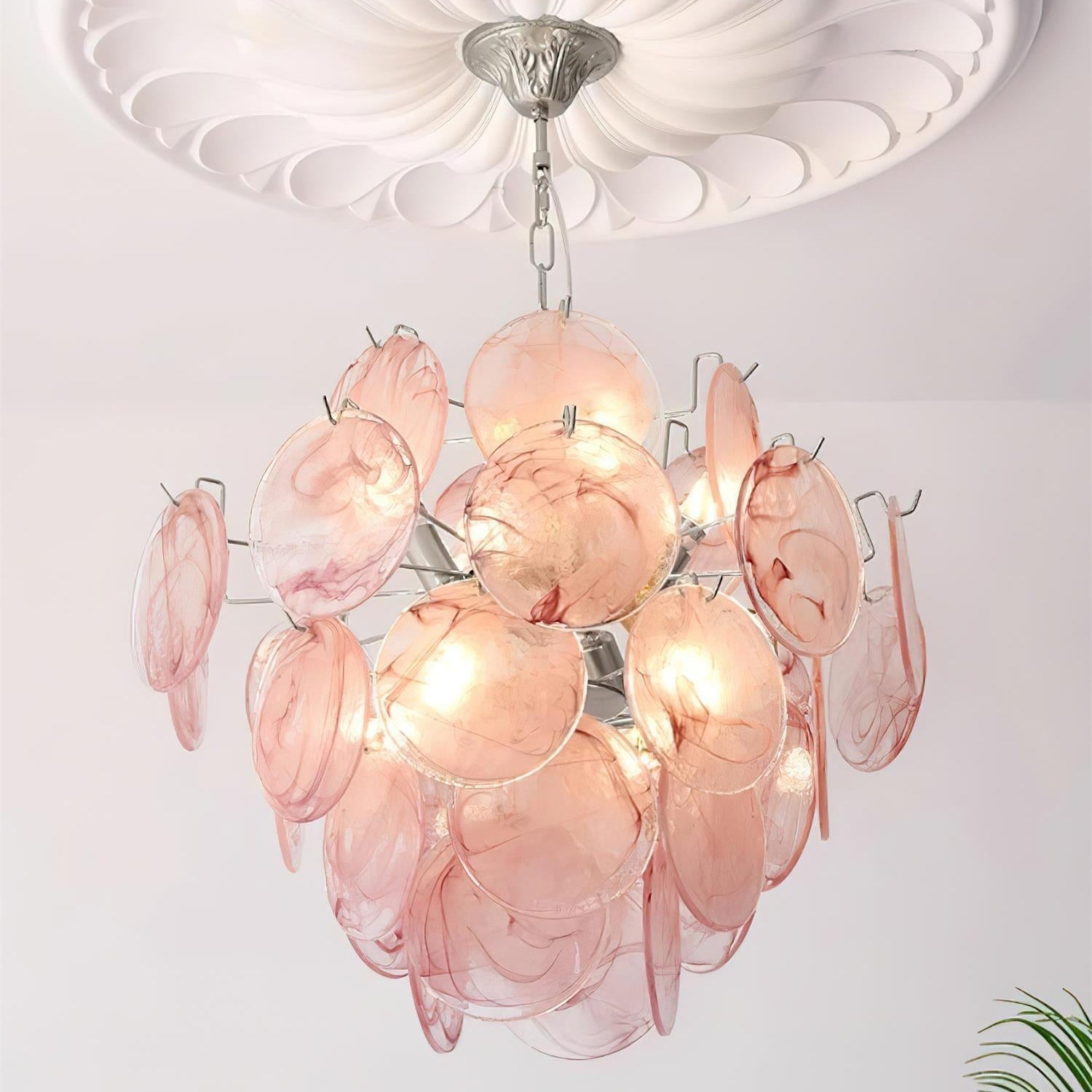 Neuvy Chandelier Iridescent Glass Discs - Letslighting