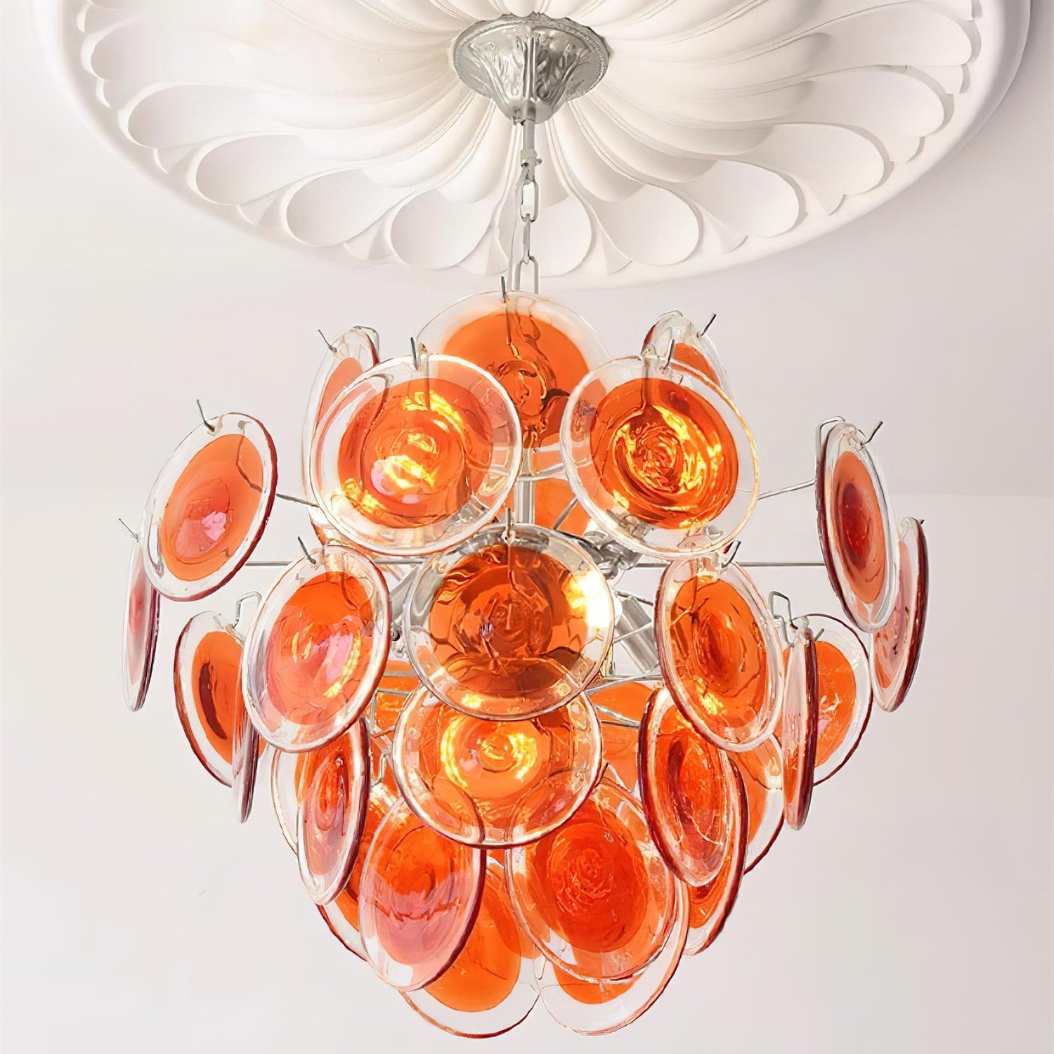 Neuvy Chandelier Iridescent Glass Discs - Letslighting