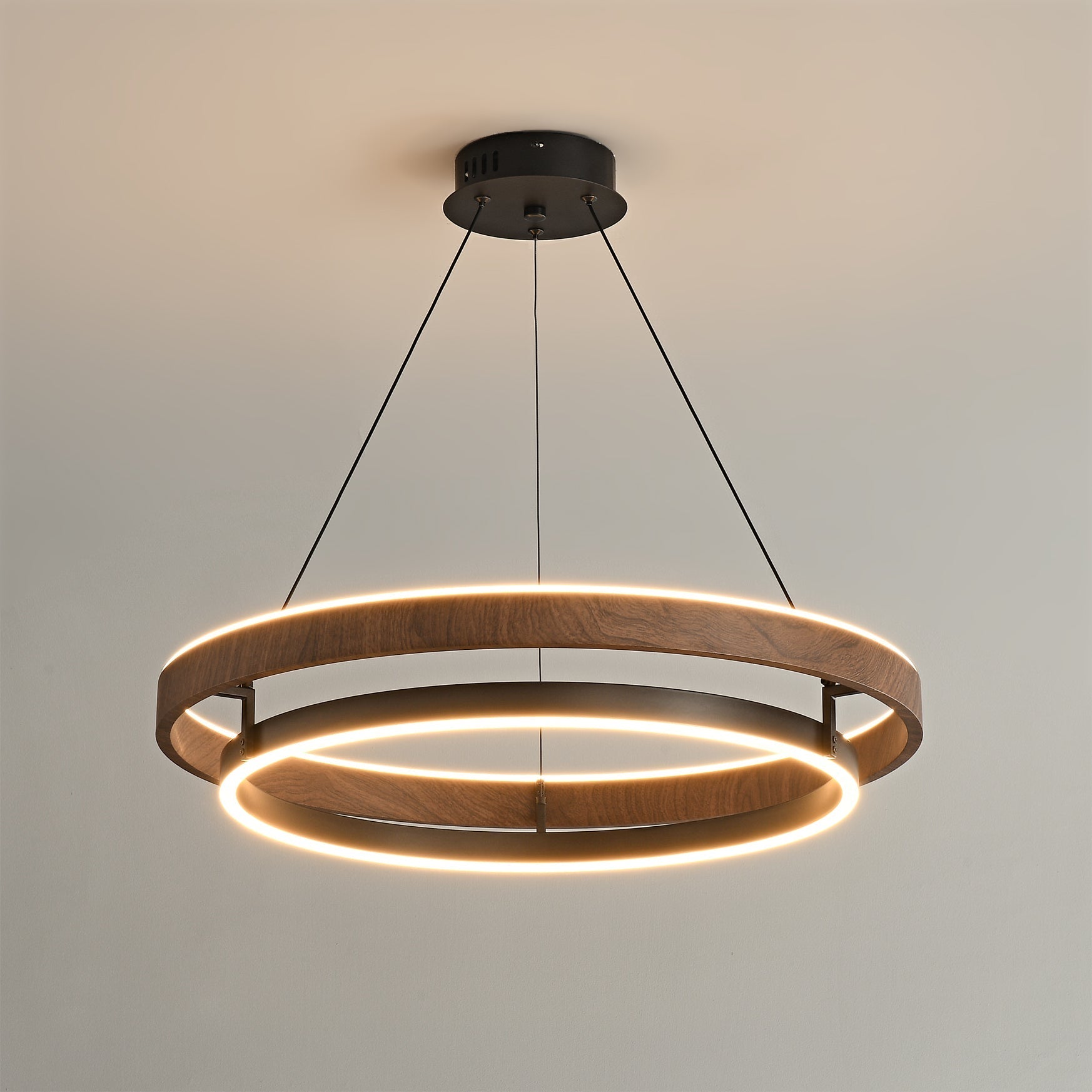 Niseko Chandelier Double Ring Design With LED Glow - Letslighting