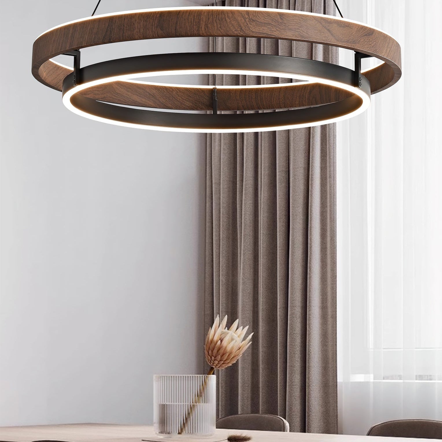 Niseko Chandelier Double Ring Design With LED Glow - Letslighting