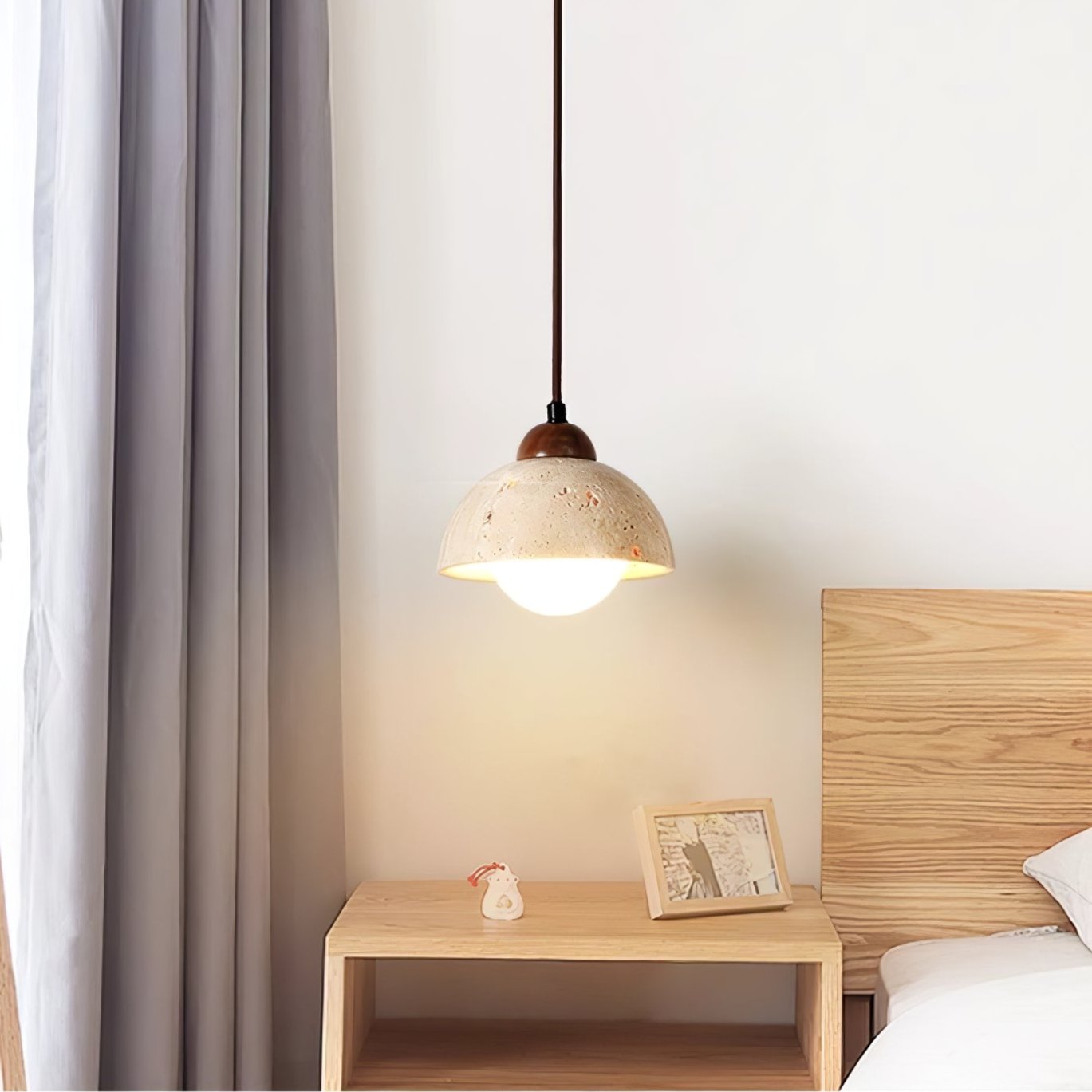 Orzora Dome-Shaped Travertine Pendant Light - Neutralighting