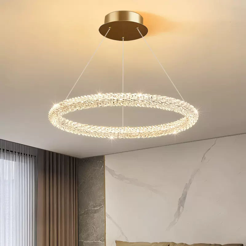 Kristy Art Deco Chandelier, Metal & Crystal, 1/2/3 Ring